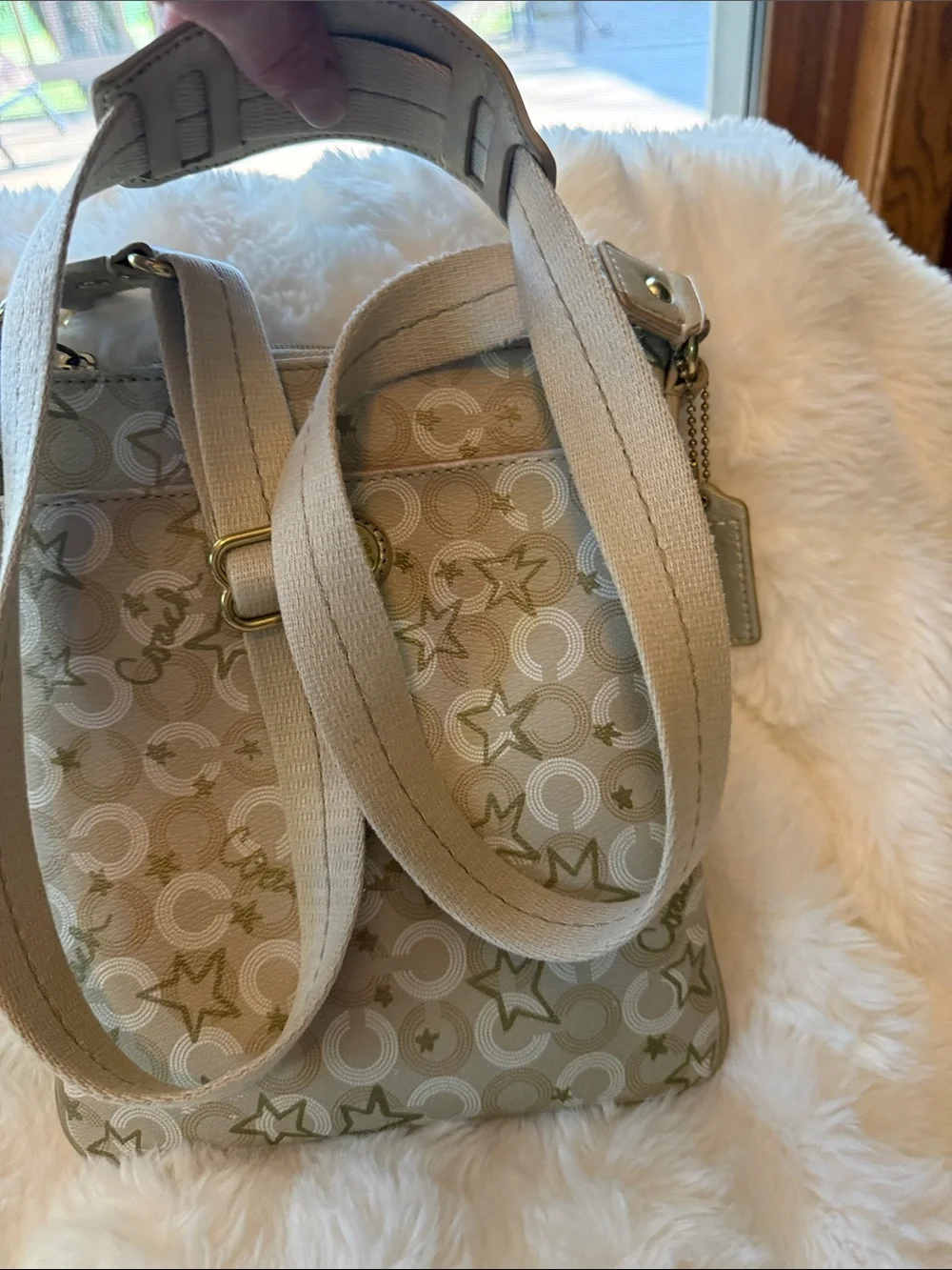 Coach Beige Star & Signature Crossbody Satchel Waverly snow queen satchel